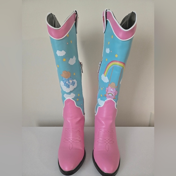 Dolls Kill X Care Bears Rainbow Round Up Cowboy Boots - Picture 1 of 10